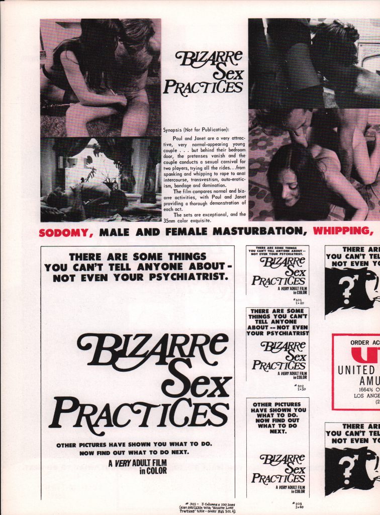 Bizarre Sex Practices Pressbook Distribpix